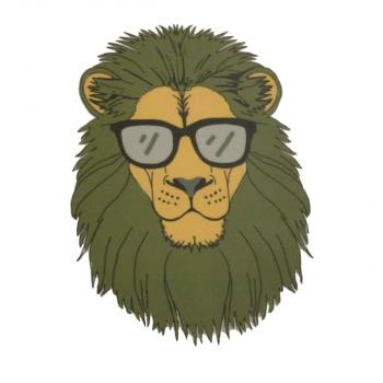 Bügelbild Löwe mit Brille
